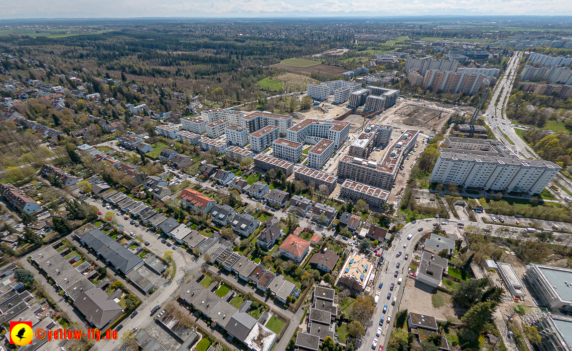 21.04.2023 - Luftbilder von der Baustelle Alexisquartier und Pandion Verde in Neuperlach